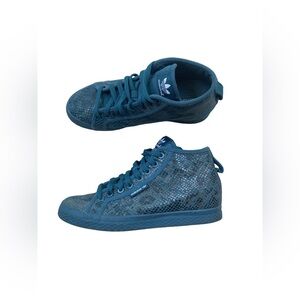 Adidas Size 8 Honey Up Teal Snakeskin Hidden Wedge Sneakers